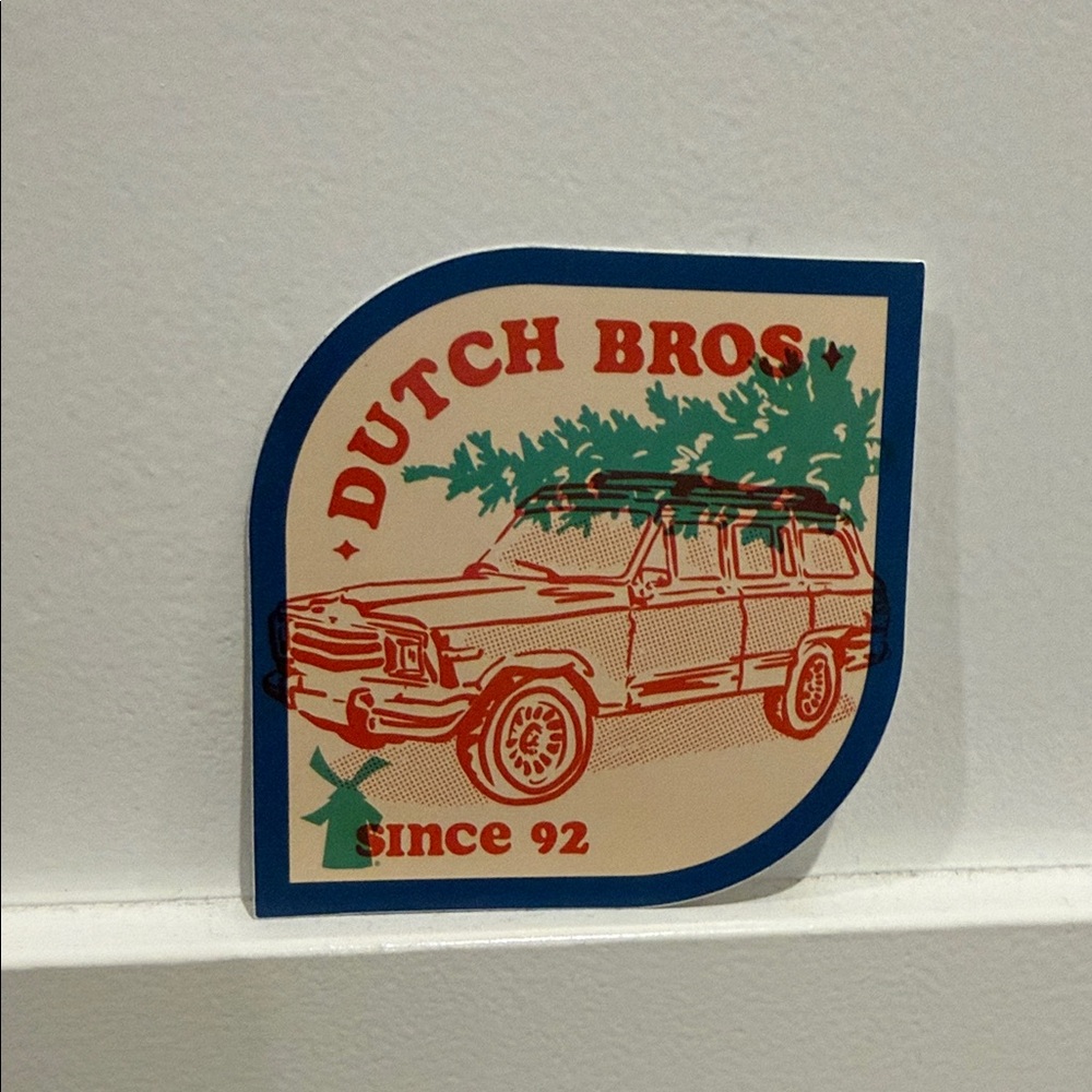 Dutch Bros Cream, Retro Christmas Sticker